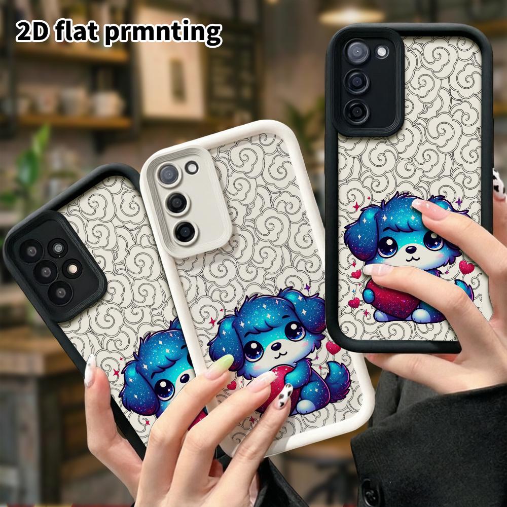 Phone Case: 2D flat Samsung Galaxy A34 A35 M05 M06 S20 S22 S21 FE Plus 5G protective case, puppy hugging a heart, Christmas and Halloween gift
