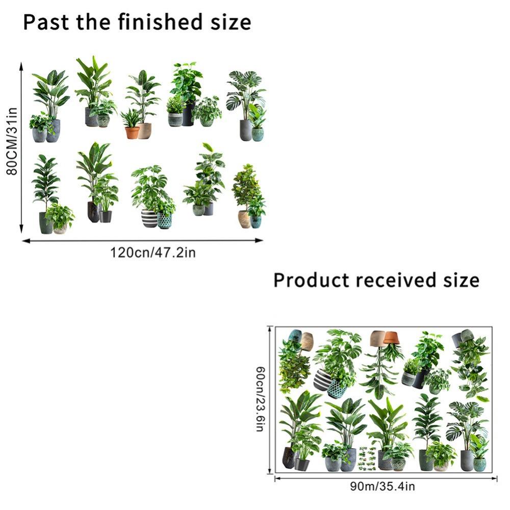 Self-Adhesive Plant Bonsai Wall Stickers Large Size Wall Mural Green Plants Wallpaper Living Room