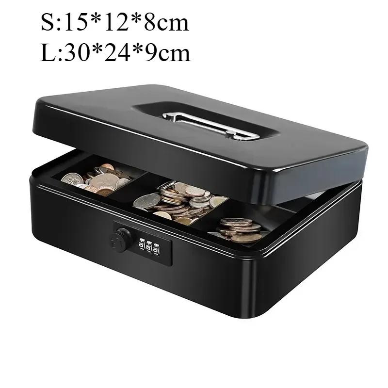 Secure Cash Storage Box/Heavy-Duty Steel Cash Safe with Combination Lock - Fire-Resistant Money Storage Box &Valuables Organizer