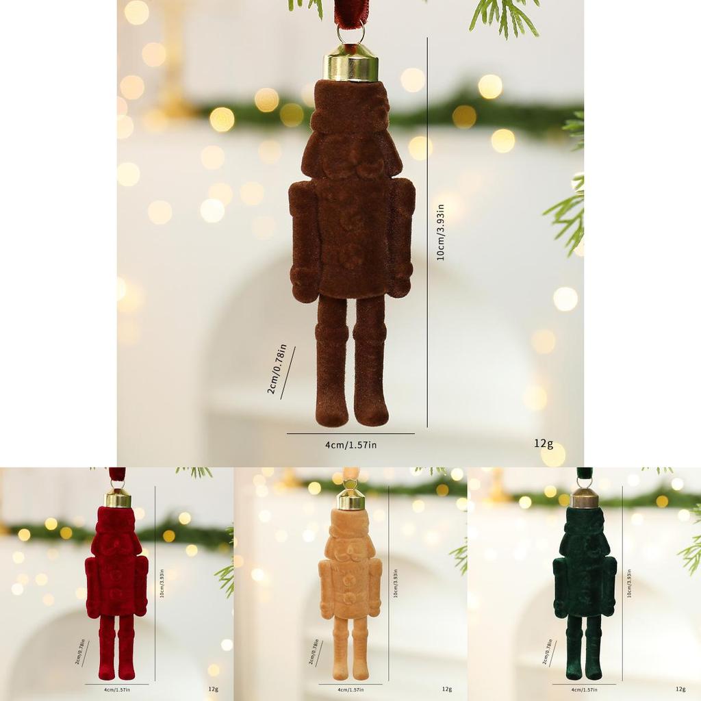 Christmas Nutcracker Ornament With Velvet Fabric For Holiday Tree Decor