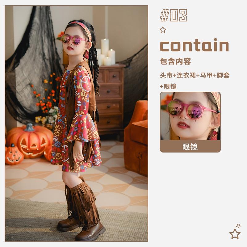 Halloween Kinderbekleidung kleines Mädchen Kinder kleines Mädchen Vintage Hippie Kostüm Kleid