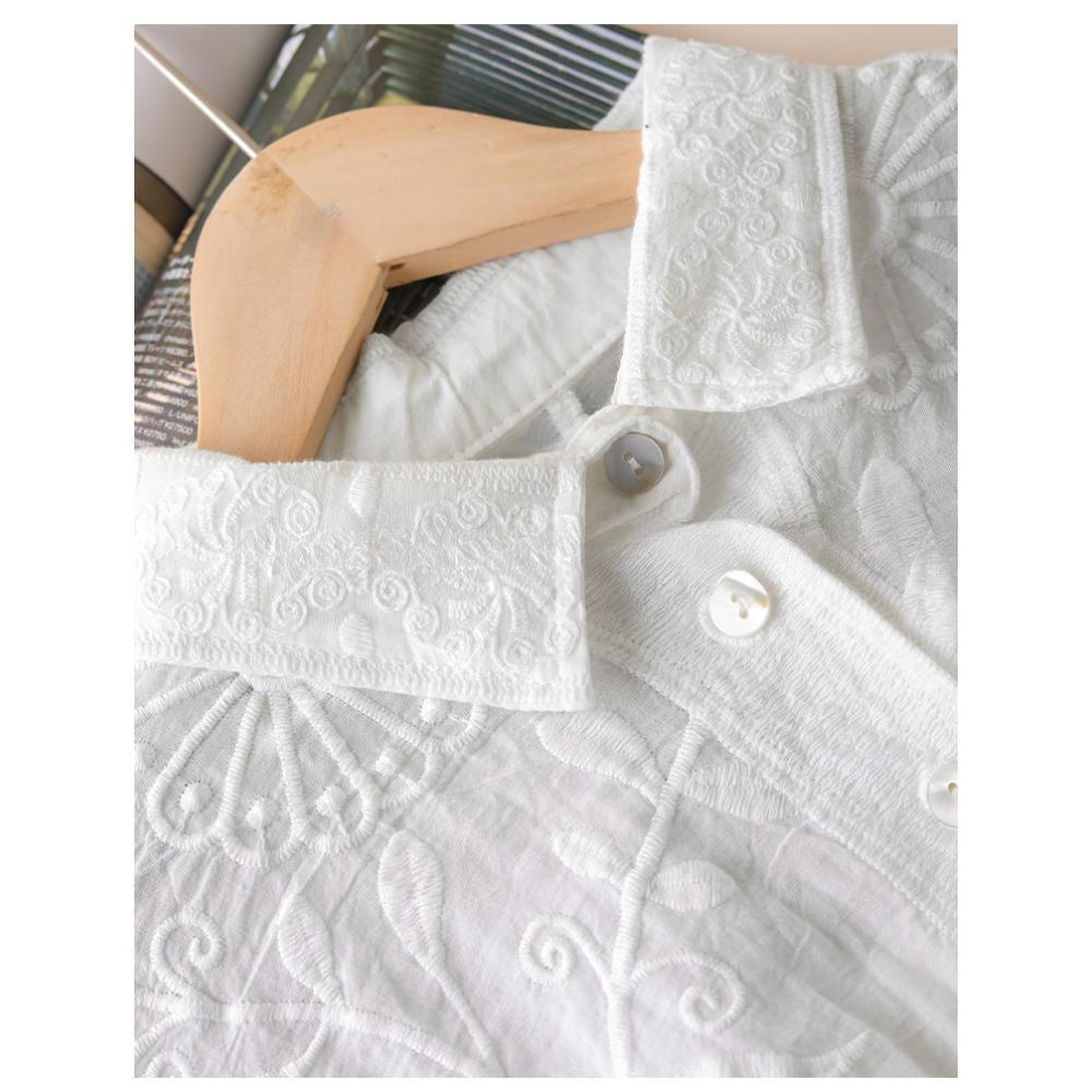 DIMANAF 2024 New Summer Shirt Women Lace Blouse Short Sleeve Basic Fashion Tops Tees Casual Loose White Tees