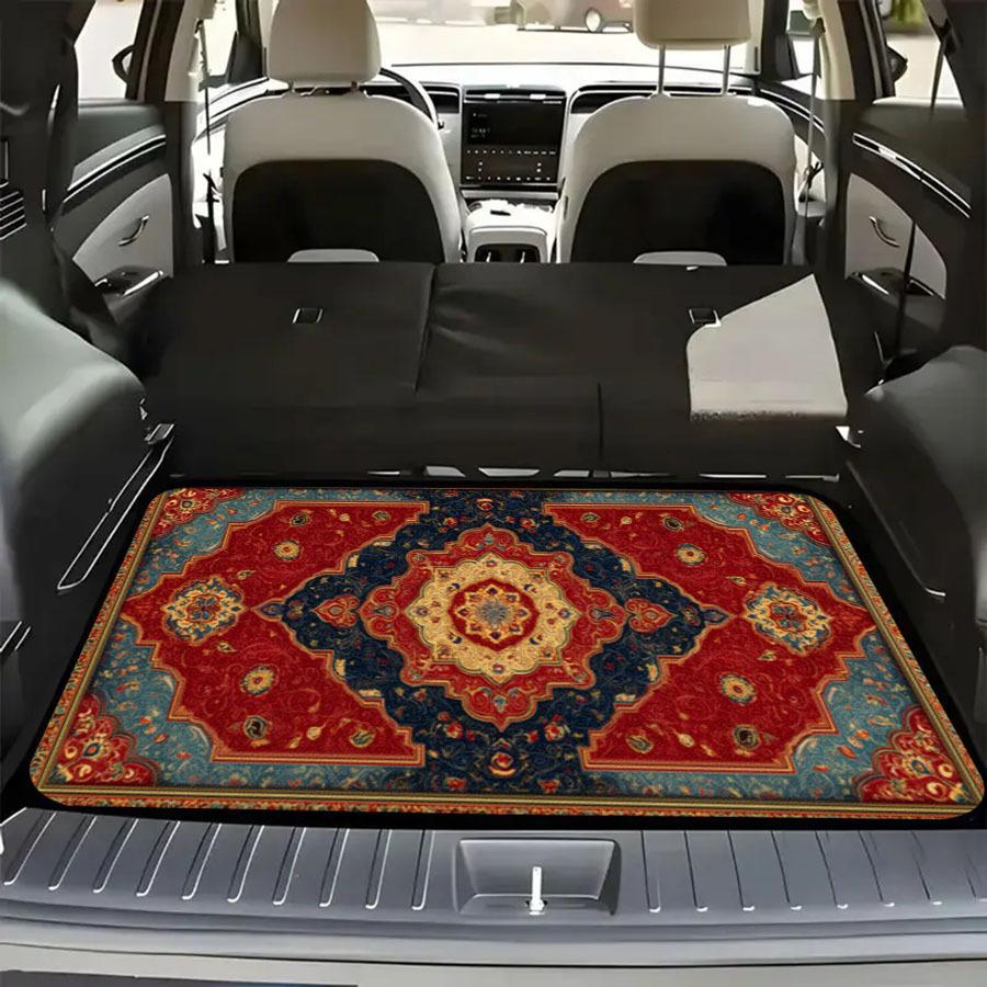 1Pcs Exquisite Print Car Trunk Mat with Anti Slip Cargo Liner Waterproof Rear Storage Protector Floor Mat for SUV Sedan Vehicle