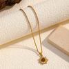 Light Luxury Sunflower Tiger Eye Stone Gold Choker Necklace Retro Unique Pendant For Women