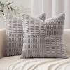 Blue Throw Pillow Covers 18x18 Inch Soft Corduroy Pillow Cover Boho Textured Striped Patchwork Cushion Case for Couch Sofa Bed