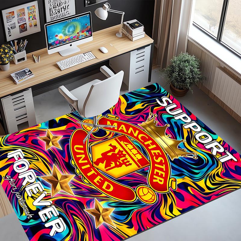 Tappeto con Fantasia Manchester United F.C., Tappetino da Interno/Esterno, per Picnic, Sala Giochi, Camera da Letto, Ufficio, Soggiorno, Tappeto Decorativo per la Casa, Regalo di Compleanno