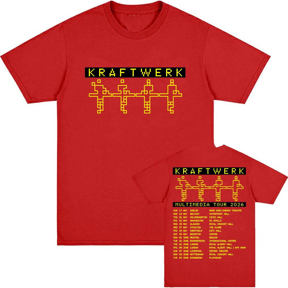 

Kraftwerk MULTIMEDIA TOUR 2026 Футболки Хлопок Мужская Модная Футболка Унисекс Уличная Одежда Графический Принт Повседневная XL