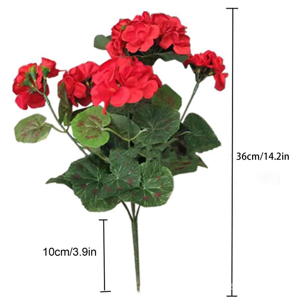 2 Pcs Artificial Geranium Flower 14 Inch Geranium Silk Flower Wedding Home Living Room Decoration