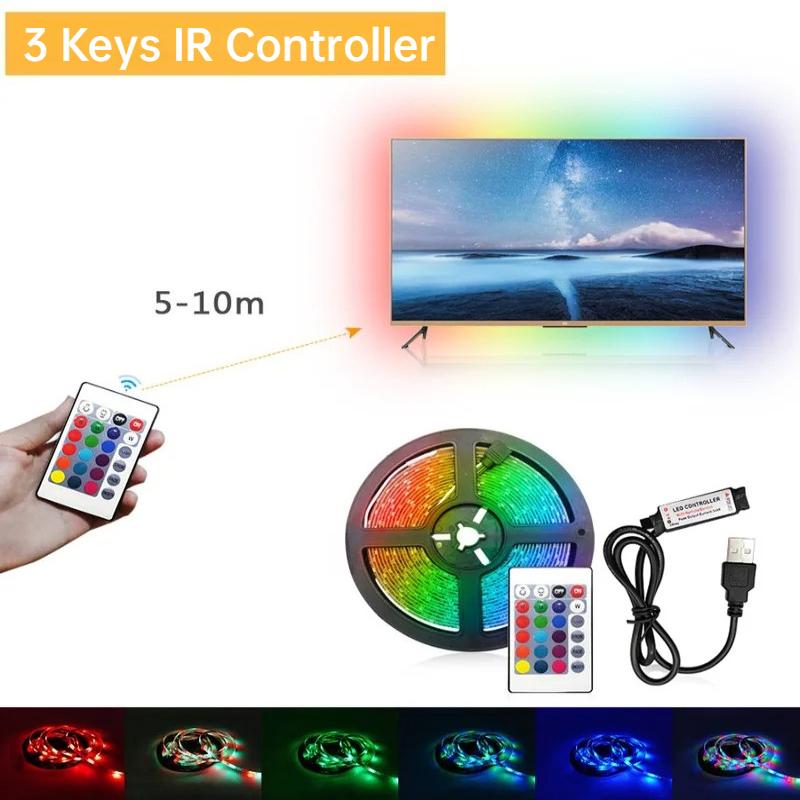 0.5-30m USB LED Strip Lights 30LEDs/m RGB Tape SMD 2835 With Remote Control Flexible Tape Diode Ribbon TV Backlight Room Decor