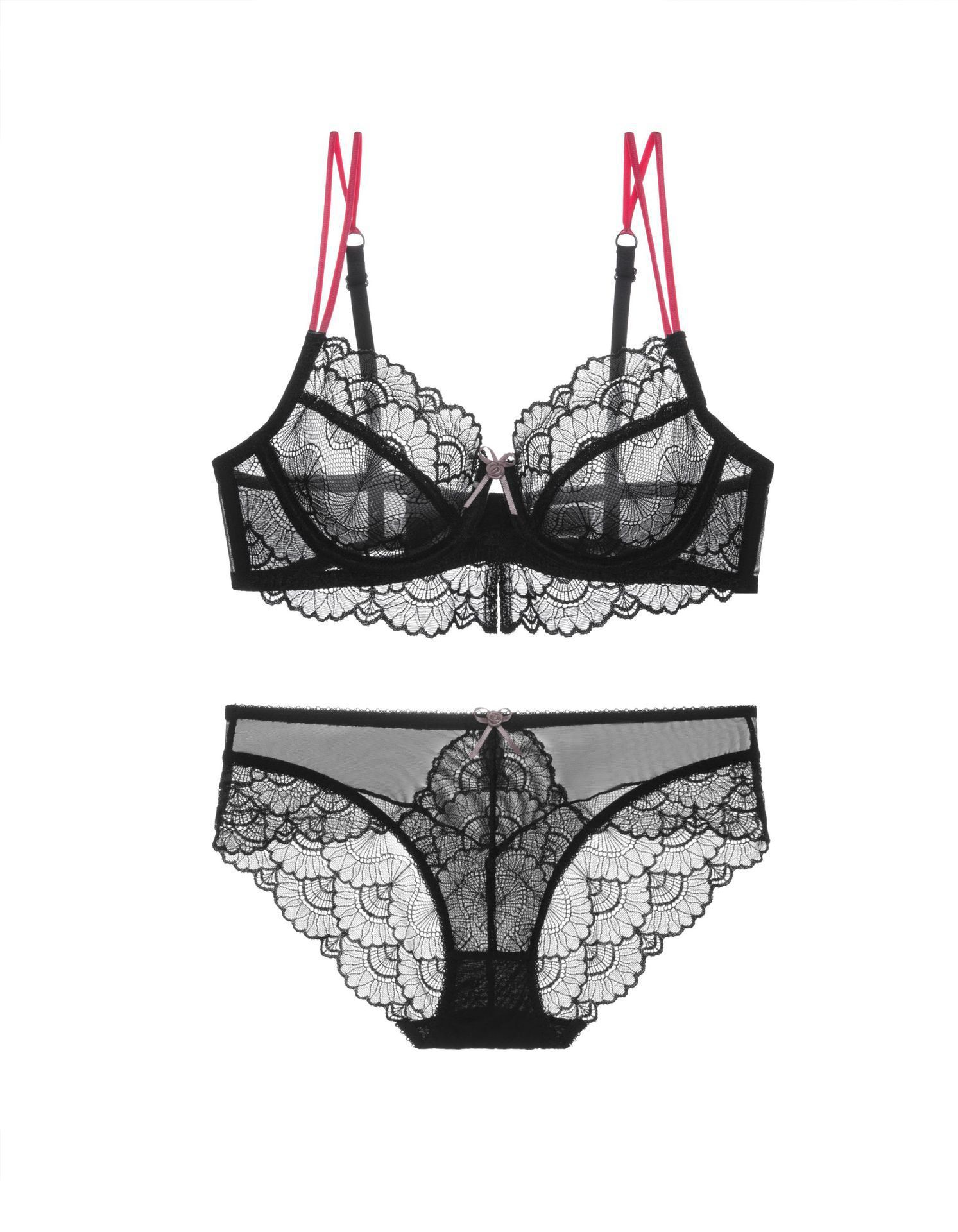 

Модный ультратонкий кружевной бюстгальтер для большой груди, делает грудь маленькой, сексуальное контрастное женское нижнее белье, бюстгальтер большого размера 90D чёрный