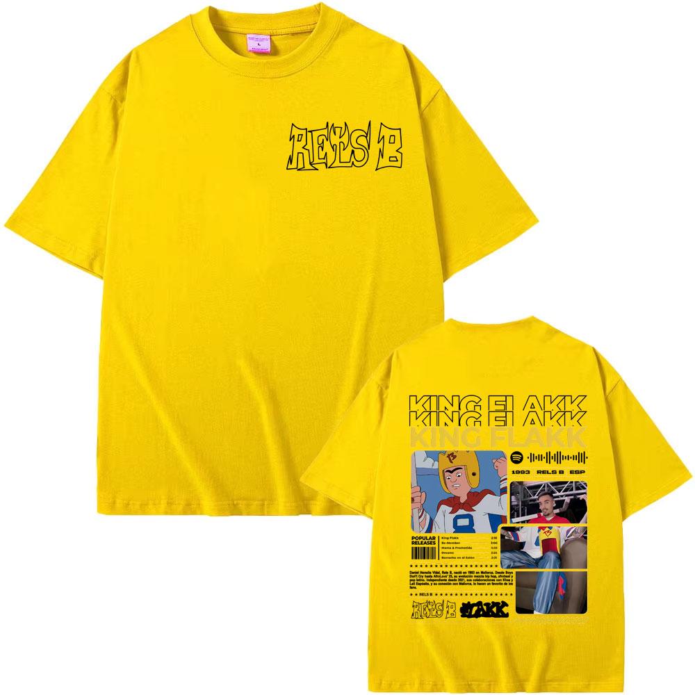 Rapper RELS B King Flakk Smile Album Cover T-shirt Men Women High Quality  Hip Hop Gothic T Shirts Oversized Pure Cotton T Shirt