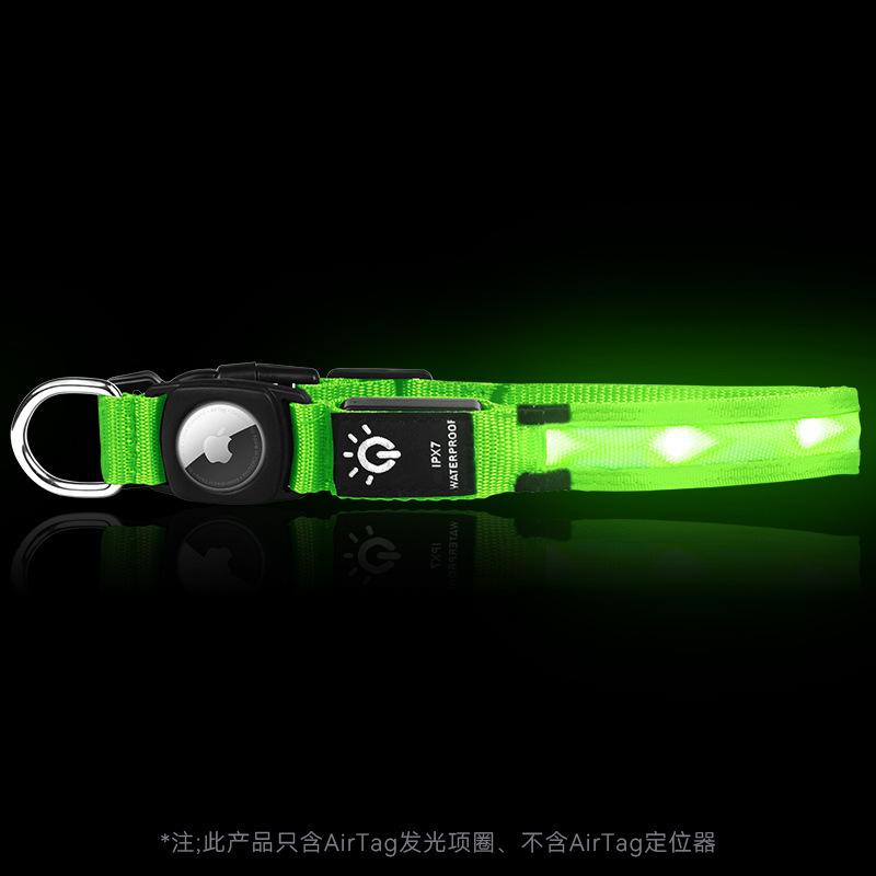Rechargeable LED Light-emitting Pet Protective Collar with Airtag for Dog Loss Prevention and Tracking, Waterproof