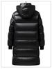 Men's and Women's Black and Gold Hooded Long Down Jacket - Thickened for Cold Protection
