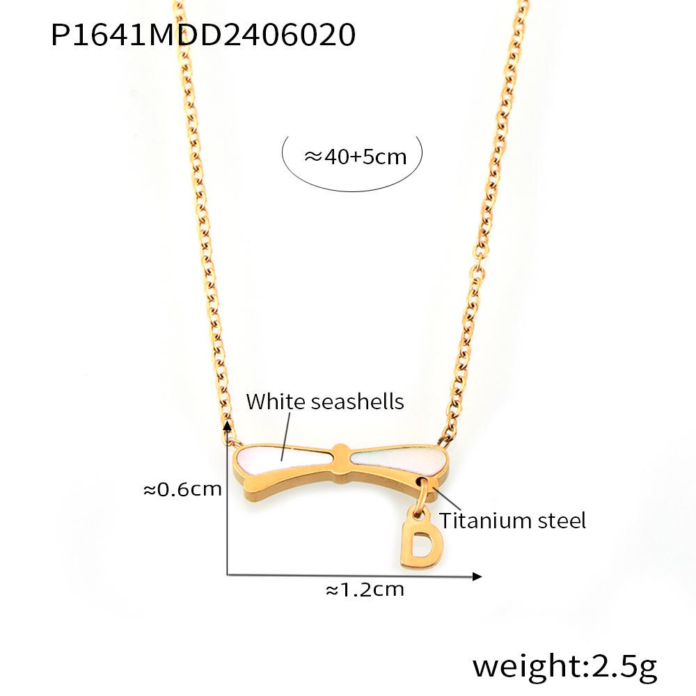 Elegant Gold-Plated Titanium Necklace - French Retro Bow Shell Design for Women
