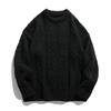 Unisex Japanese Retro Cable Knit Sweater, Round Neck, Loose Fit, Casual Autumn Style