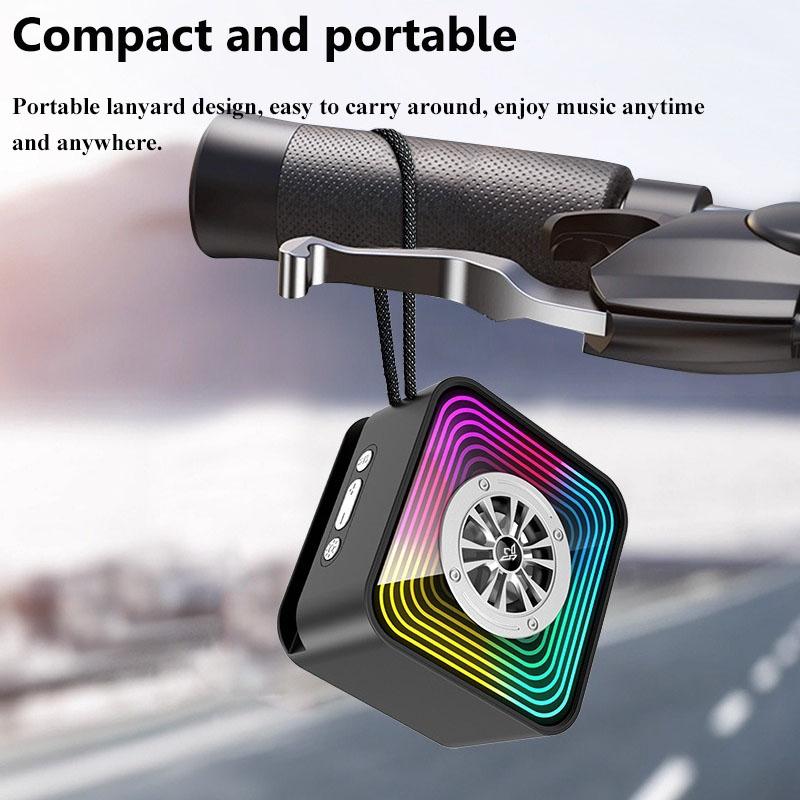 Mini Mirror Bluetooth Speaker Wireless Outdoor Heavy Bass Soundbar RGB Atmosphere Light MP3 Music Player with TF Card USB Slot