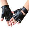 Herren Damen Nieten Halbfinger Lederhandschuhe, Punk Rock Gothic Fingerlose Handschuhe für Motorradfahren, Cosplay, Autofahren, Training, Bühnenauftritt