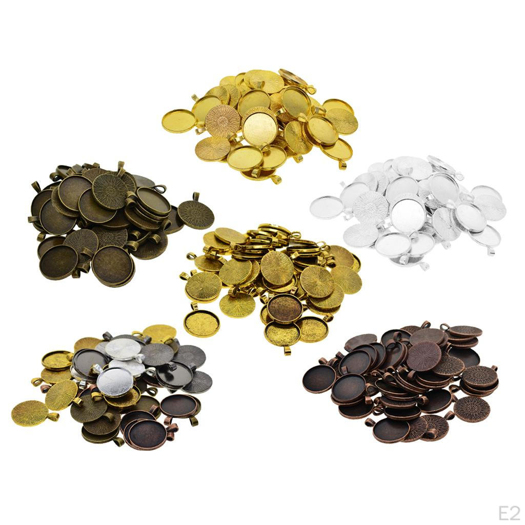 50 1 Inch Round Cabochon Base Trays for DIY Projects