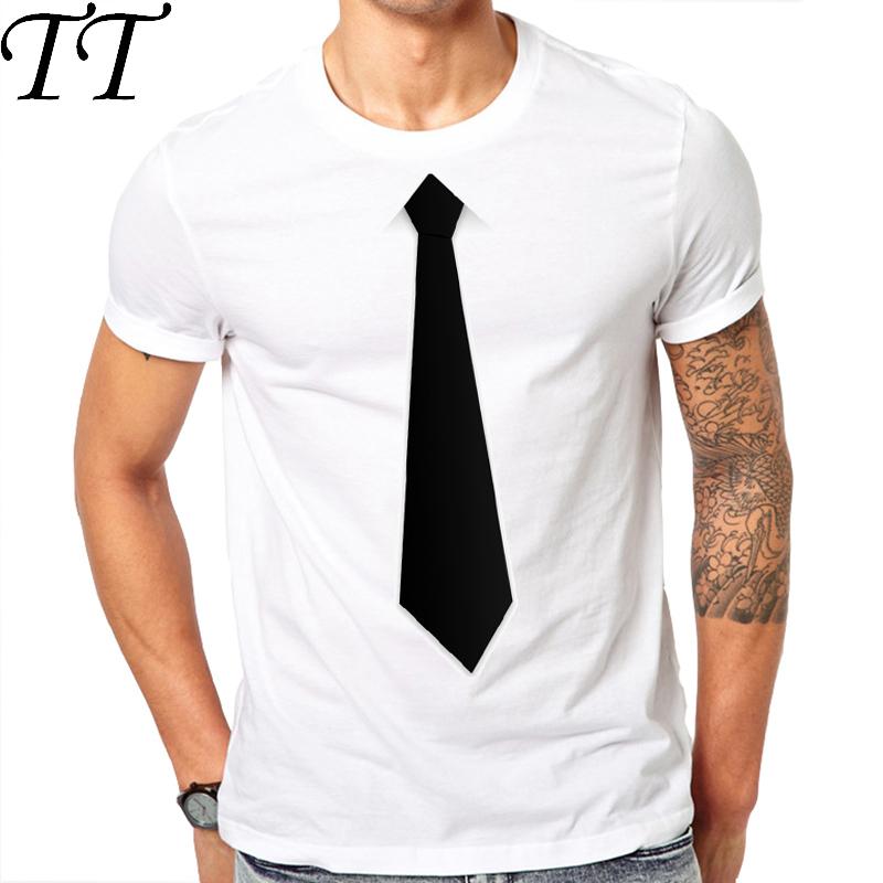 2017 New Fashion O-Neck Active Personalized Print Black Tie Design White T Shirt Hip Hop Short Sleeve T Shirts Men