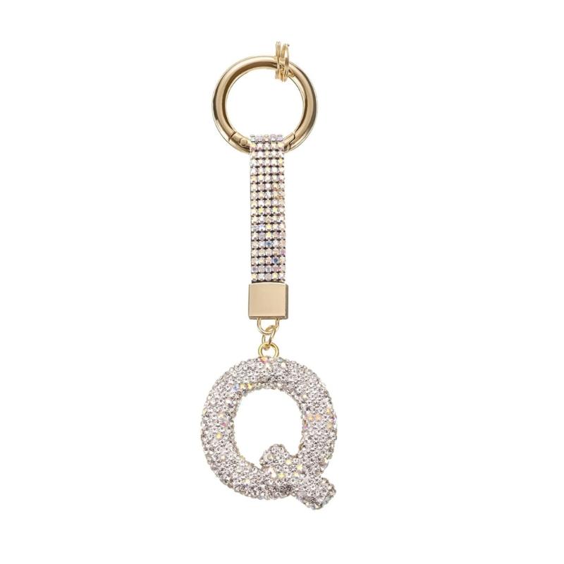 Elegant Rhinestones Studded Keychain Featuring Initial Letters, Lightweight Alloy Gift for Students and Professionals