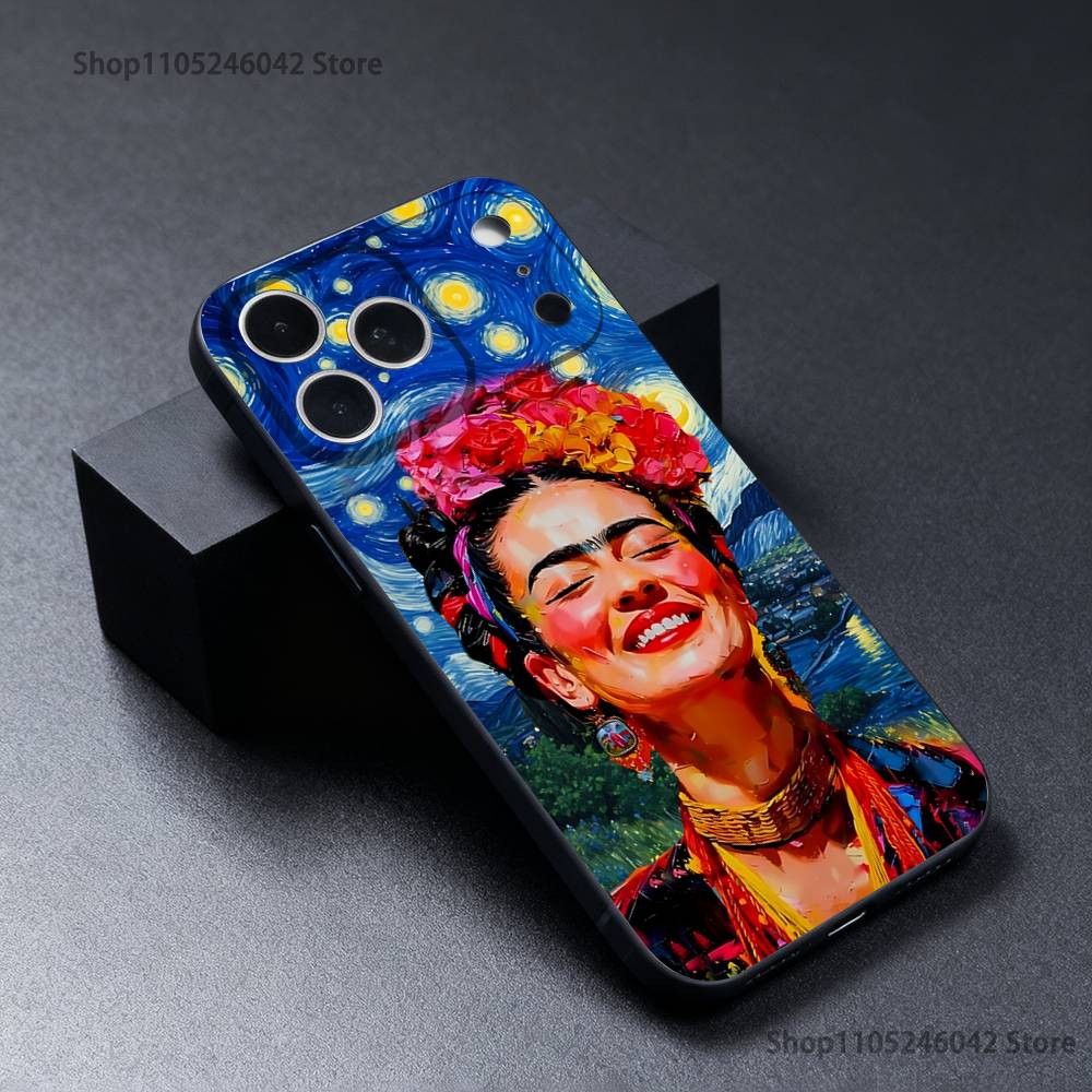 

Fashion F-FridaS-S K-Kahlo Phone Case For iPhone 17,16,15,14,13,12,11,Pro,Max,Plus Black Shockproof Soft Cover iPhone17promax