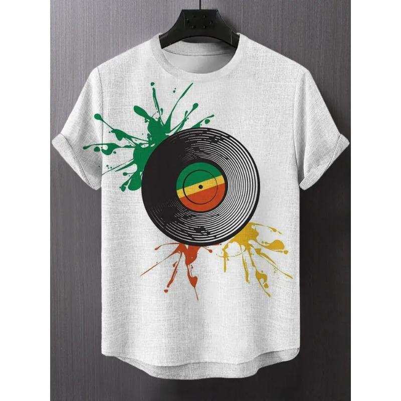 Fashion Oversized Men T-shirt Music 3d T Shirt Black White Streetwear Casual Short Sleeve Summer Men's Clothing Party Tees Tops