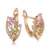 New  Rose Gold Stud Earrings For Women Pink Colorful Natural Zircon Earrings Party Cute Wedding Fashion Jewelry