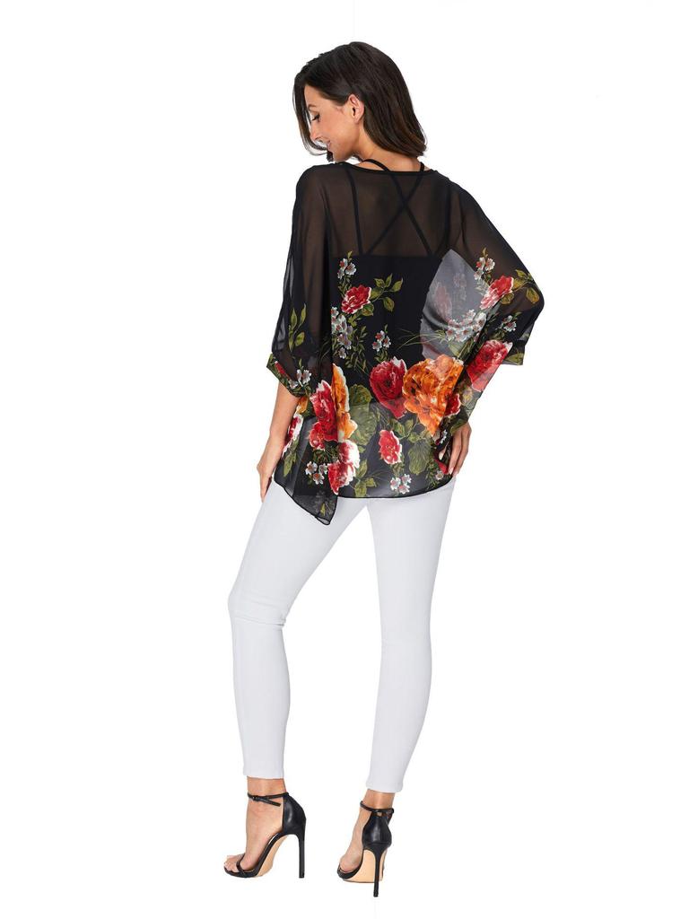 Plus Size Women’s Bohemian Chiffon Beach Cover-up Top