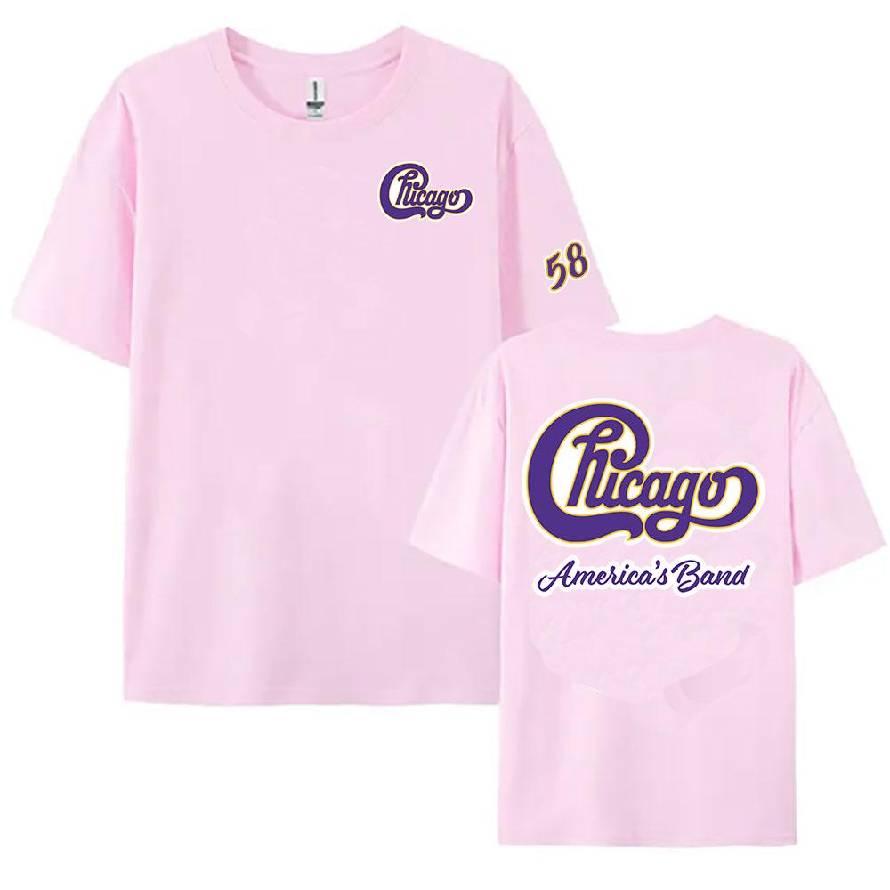 58 Chicago America's Band Printed Tshirt Streetwear Unisex Short Sleeve Cotton Female T-shirt Graphic Printing Tees Women Shirts