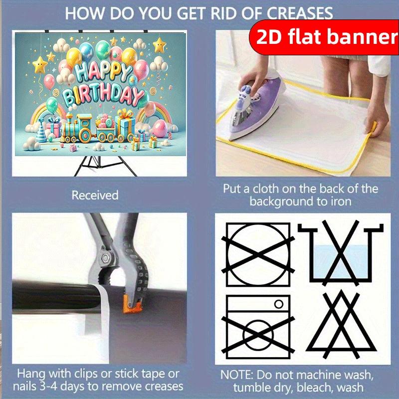2D flat 1 piece Happy Birthday Train Polyester Photography Background Cloth Party Banner Pulling Birthday Supplies