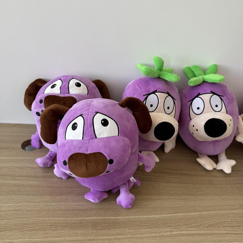 Kawaii Eggplant Courage Plush Purple Eggplant Dog Stuffed Pillow With Injured Gaze Collection Modle Toy For Kid Birthday Gifts
