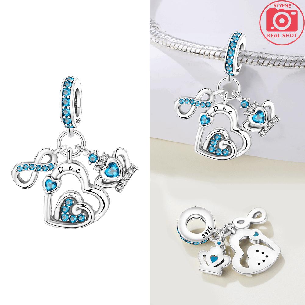 Original Copper Orange Birthstone Pendant Purple Zirconium Infinite Love Collection Bead Fit Bracelet Gift Women Diy Jewelry