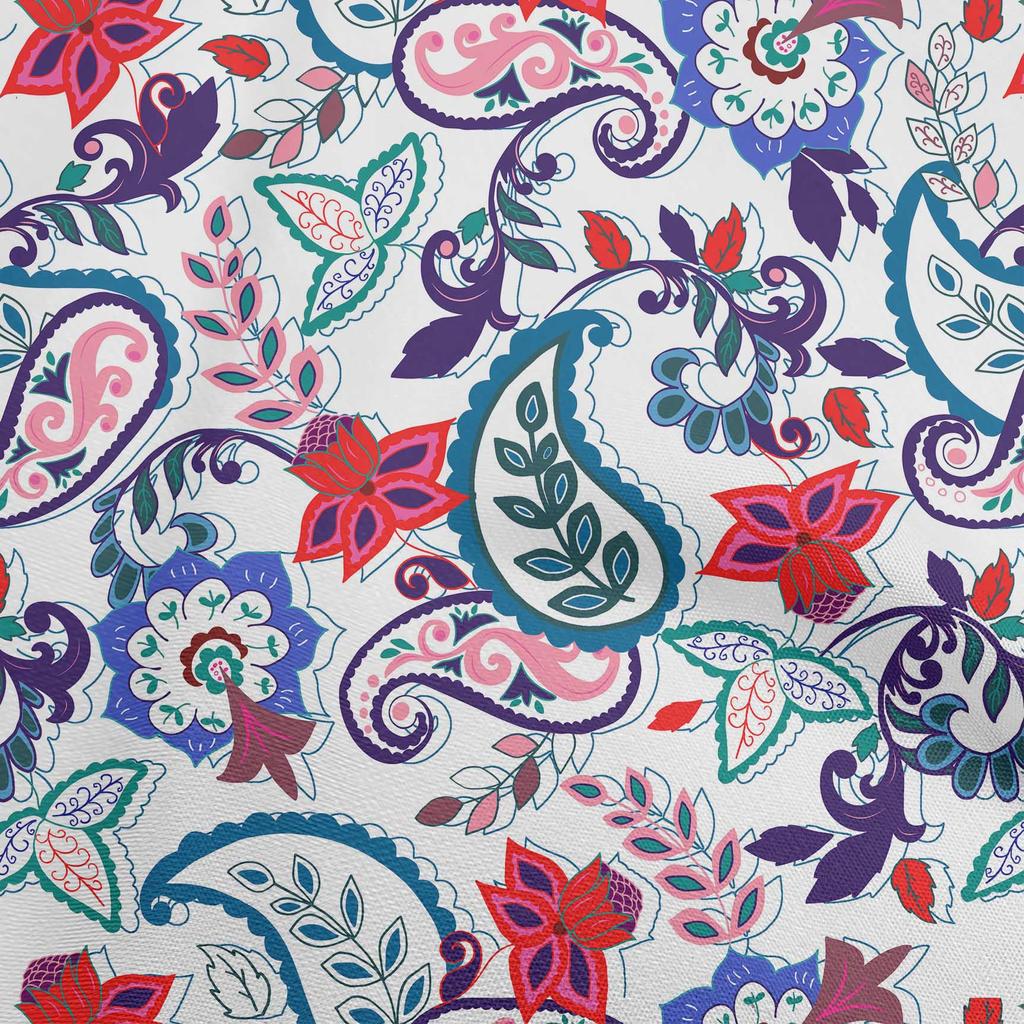 oneOone Cotton Flex Bluish Violet Fabric Asian Paisley Floral Quilting Supplies Print Sewing Fabric By The Yard 40 Inch