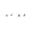 S925 Sterling Silver Star and Moon Mini Stud Earrings