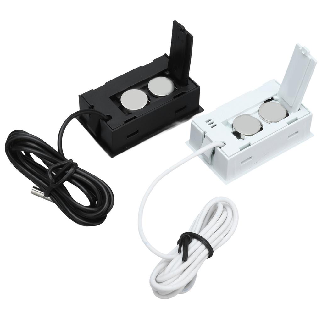 2Pcs Electronic Digital Thermometer Thermostat Temperature Meter 2s Refresh with Probe(Black White )