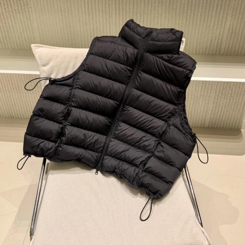 Women's Lightweight Down Vest – Stand Collar Quilted Sleeveless Jacket with Drawstring Hem