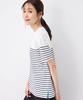 Petit Honfleur Paneled Striped Navy Women's T-Shirt, 521105,