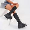 Fashion Fashionable High Quality Women New Modern Mid-calf Boot  Riding Boots Platform Round Toe Black White  Big Size 43 Street Boots