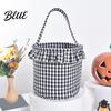 Versatile Household Storage Candy Bucket Plaid Trick Ruffle Halloween Basket or Treat with Handle Pumpkin Ghost Pattern Totes for