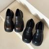 Black Platform British Style Small Leather Shoes Women's 2025 Spring and Autumn New Retro Mary Jane One-pedal Loafers Single Shoes