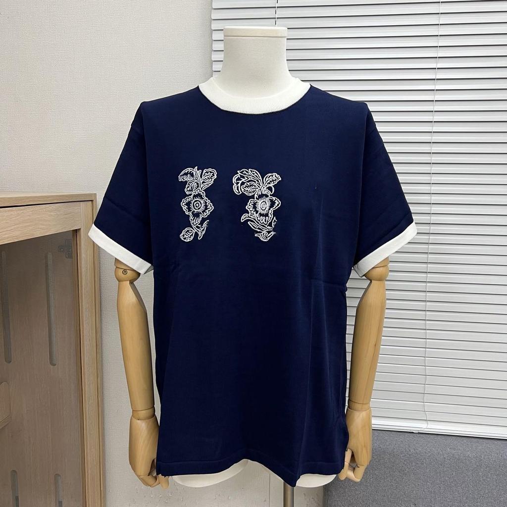 2025 Vår/Sommar Trendig Jacquardetikett Stickad Kortärmad Logotyp T-shirt