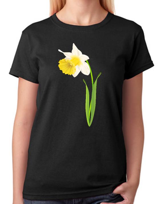 

Daffodil Flower T-Shirt Ladies Fitted Tee Womens Fashion Top XL