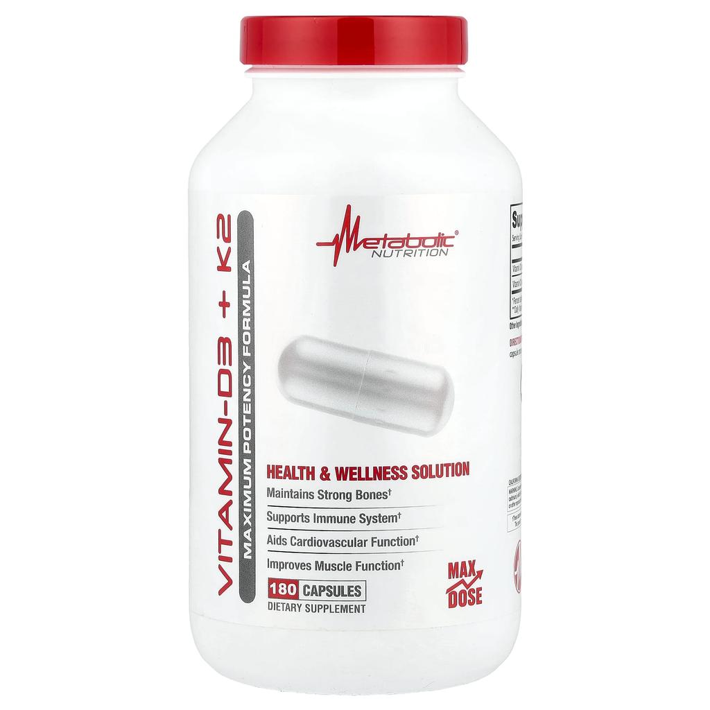 Metabolic Nutrition Vitamin D3 + K2, 180 Capsules
