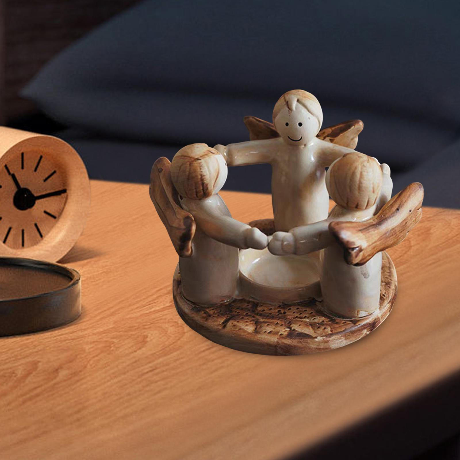 

Cartoon Angel Tea Light Candle Holder Home Decor Art Crafts Desk Ornament Resin Statue for Porch