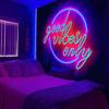 1PC Good Vibes Only fluorescent tapestry, colorful and beautiful UV black light tapestry, room decoration tapestry