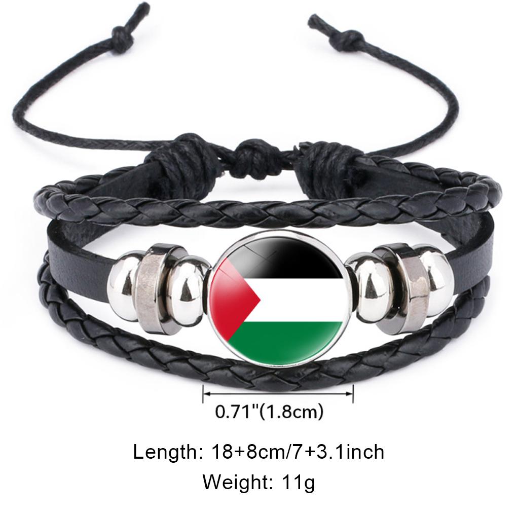 2pcs PU Minimalist Palestinian Flag Bracelets Comfortable To Wear Stylish Palestine Flag Bracelet