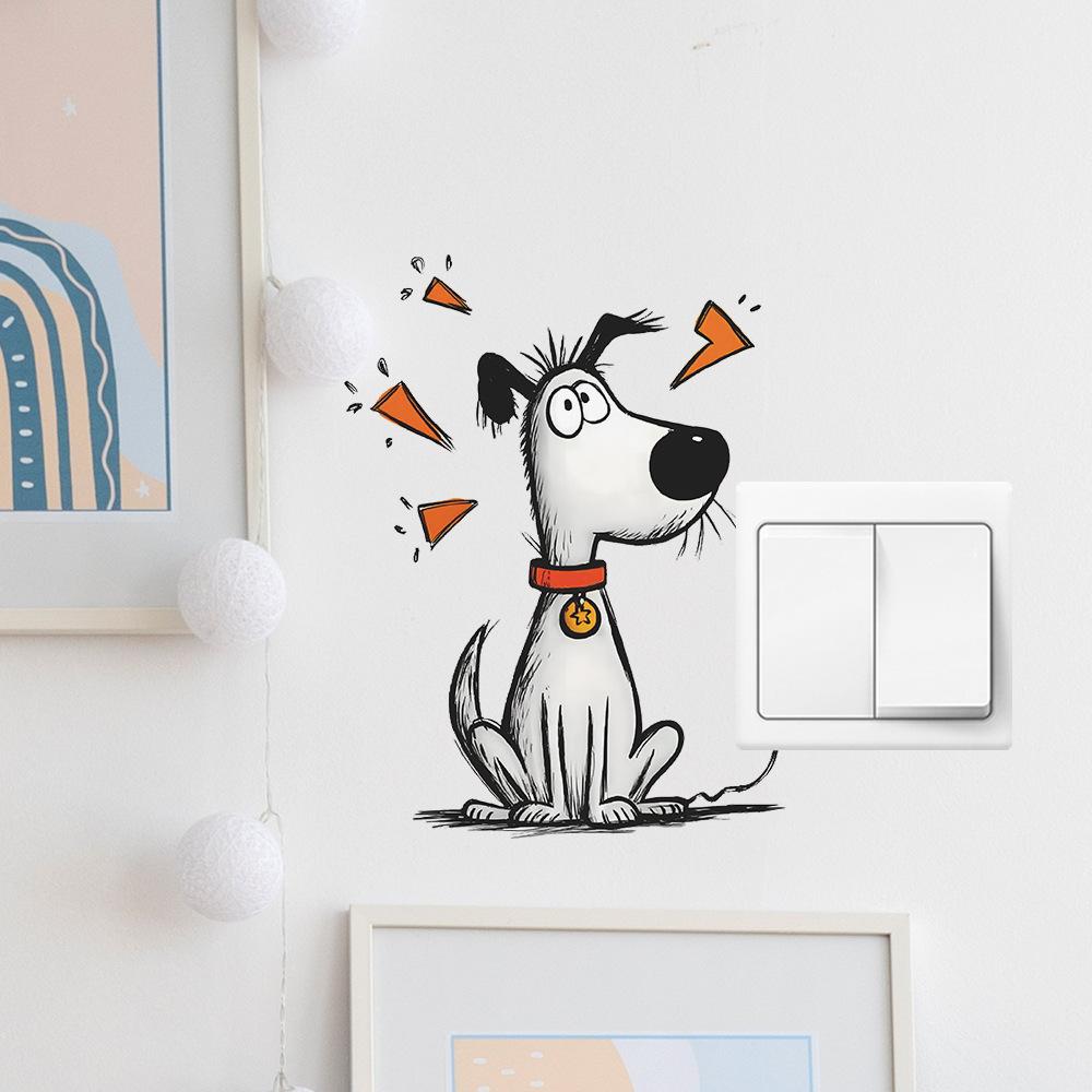Cartoon Niedlicher Welpe Schalterplatten-Aufkleber für Kinderzimmer Schlafzimmer Wanddeko Selbstklebend Abnehmbare Folie