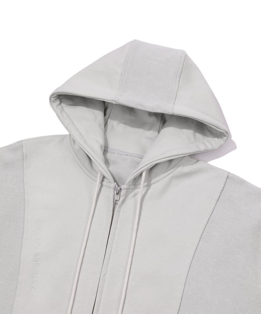 Episode Untitled In&Out Patchwork Zip-Up Hoodie_ Ice Gray