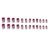 24 Pcs European and American Square Medium and Long Broken Crack Burgundy Glass Nail Art Piece Finished Wear Nail