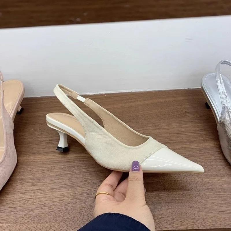 Damen Leder Hausschuhe High Heels Schuhe Party Pumps Frau Sommer Sandalen Damen High Heel Slingback Sandale Schuh